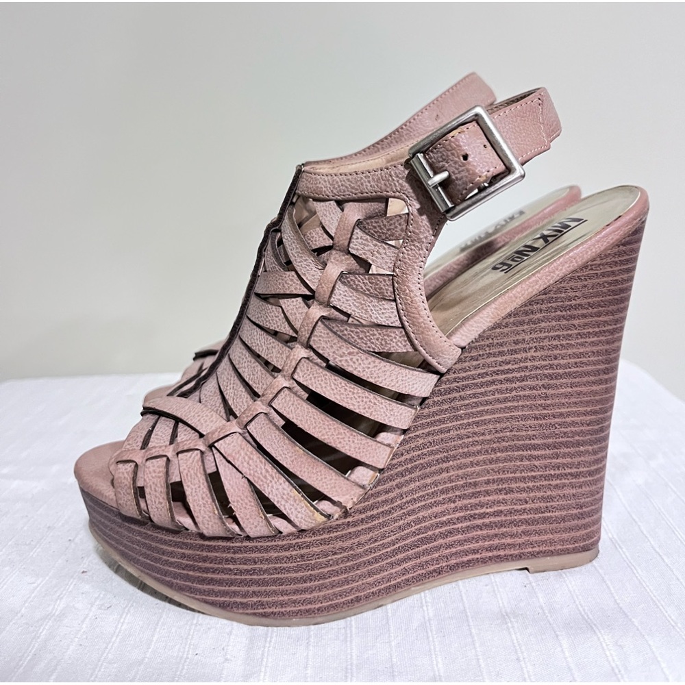 Mix no.6 nude woven wedge